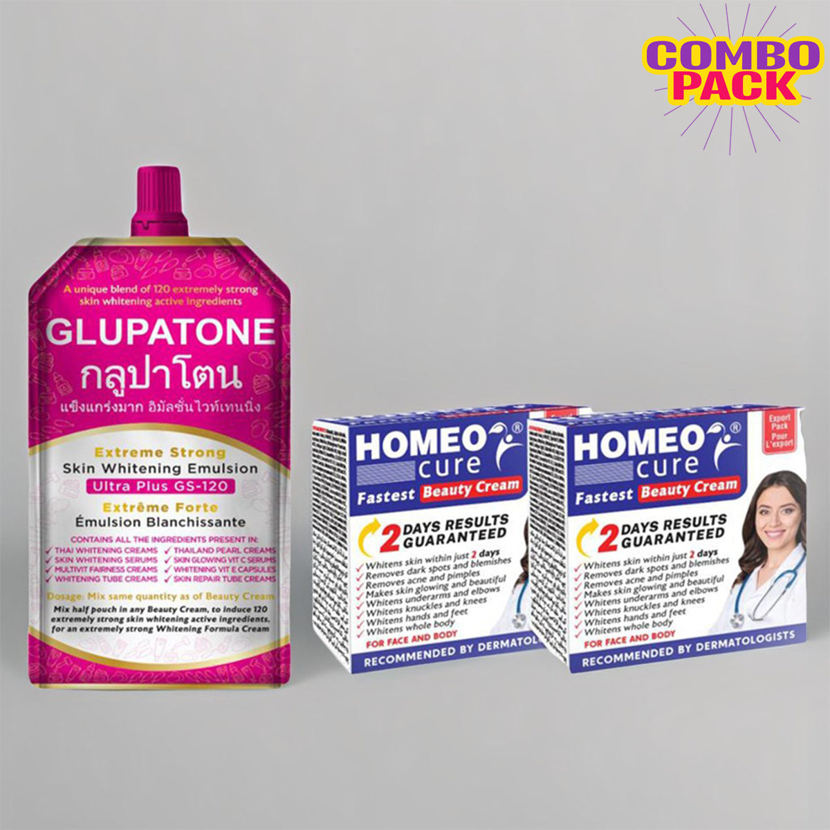 GLUPATONE Extreme Strong Emulsion 50ml With Homeo Cure Beauty Cream (Pack Of 2)