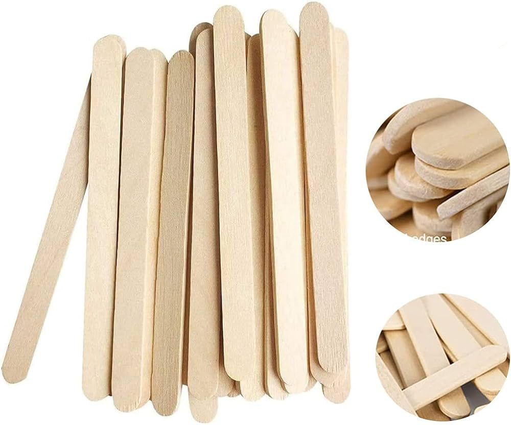 Bundle of 100 Pcs Large Disposable Wax Waxing Wooden Body Hair Removal Stick Applicator Spatula