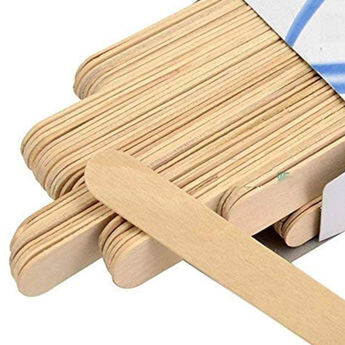 Bundle of 100 Pcs Large Disposable Wax Waxing Wooden Body Hair Removal Stick Applicator Spatula