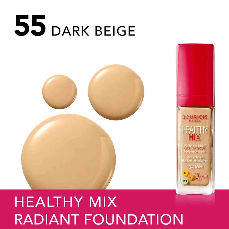 Bourjois Healthy Mix Anti-Fatigue Foundation, 55.5 Honey, 30ml