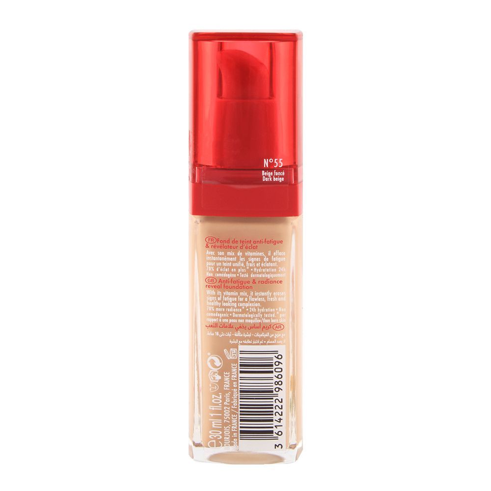 Bourjois Healthy Mix Anti-Fatigue Foundation, 55.5 Honey, 30ml