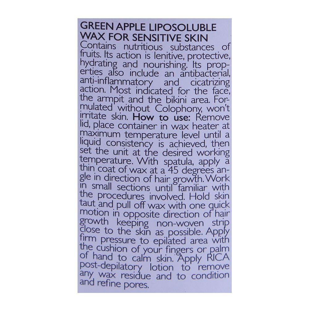 RICA Green Apple Sensitive Skin Liposoluble Wax 400ml
