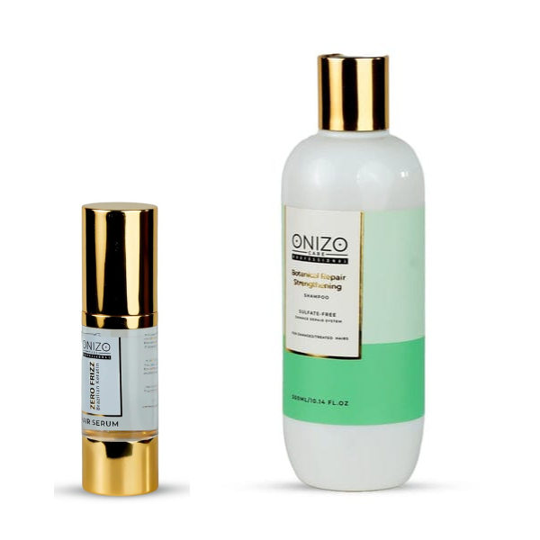 Bundlle of Botanical Repair Strengtening Shampoo and Zero Frizz Brazilian Keratin Hair Serum